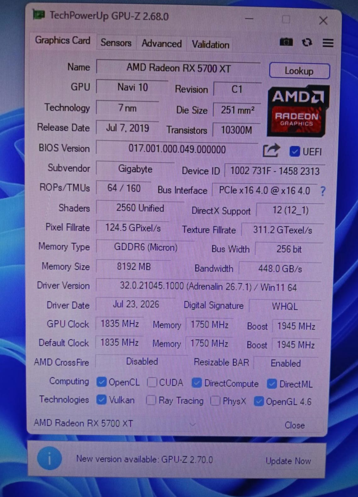 Intel Core i5 / AMD Radeon RX 5700 XT / 16 ГБ, Б/у, в Астане